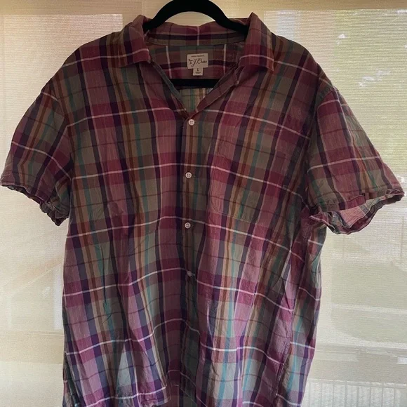 J. Crew Men's Purple and Green Plaid Shirt - Picture 1 of 3